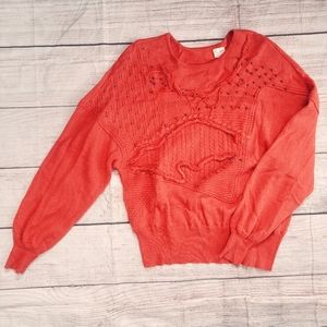 Coral Long Sleeve Pullover Sweater Medium